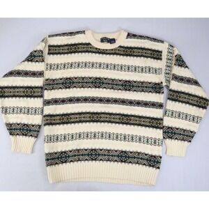 Vintage Trader Bay Sweater Adult Large‎ Knit Sweatshirt Grandpa USA Made Cotton